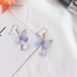 Osobowość mody piękny Purpou Butterfly stadniny kolczyki śliczne emalia piękne kolczyki dla kobiet Trendy biżuteria ze stopu Acc