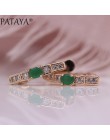 PATAYA nowe owalne zielone kolczyki kobiety moda ślubna śliczne Fine Jewelry 585 różowe złoto Multicolor Natural cyrkon Dangle k