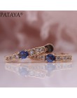 PATAYA nowe owalne zielone kolczyki kobiety moda ślubna śliczne Fine Jewelry 585 różowe złoto Multicolor Natural cyrkon Dangle k