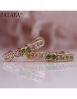 PATAYA nowe owalne zielone kolczyki kobiety moda ślubna śliczne Fine Jewelry 585 różowe złoto Multicolor Natural cyrkon Dangle k