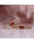 PATAYA nowe owalne zielone kolczyki kobiety moda ślubna śliczne Fine Jewelry 585 różowe złoto Multicolor Natural cyrkon Dangle k