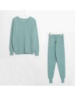 Wixra sweter kombinezon i zestawy Casual V Neck swetry topy + kieszenie długie spodnie stałe dwa kawałki zestawy 2019 jesień zim