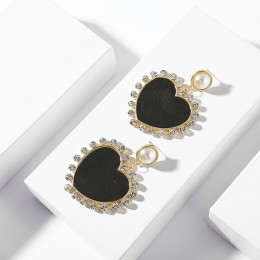 Czeski Multicolor akrylowe Lovery serce dynda kolczyk dla kobiet Trendy Rhinestone Abalone Shell komunikat biżuteria ślubna na p
