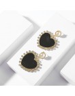 Czeski Multicolor akrylowe Lovery serce dynda kolczyk dla kobiet Trendy Rhinestone Abalone Shell komunikat biżuteria ślubna na p