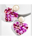 Czeski Multicolor akrylowe Lovery serce dynda kolczyk dla kobiet Trendy Rhinestone Abalone Shell komunikat biżuteria ślubna na p