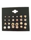 Modyle 9 par/zestaw Mix Design Square Rhinestone stadniny kolczyki dla kobiet AAA sześcienne kolczyki z cyrkoniami biżuteria