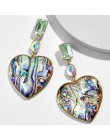 Czeski Multicolor akrylowe Lovery serce dynda kolczyk dla kobiet Trendy Rhinestone Abalone Shell komunikat biżuteria ślubna na p