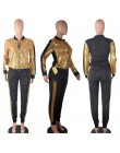 Jesień zima cekiny 2 sztuka zestaw kobiety dres bluza z długim rękawem najlepsze spodnie garnitur Streetwear świecący pasujące z