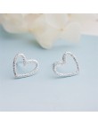 Handmade 925 Sterling Silver biżuteria moda śliczne małe kolczyki w kształcie serc dla kobiet prezent dla dziewczynek Kids Lady 