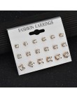 Modyle 9 par/zestaw Mix Design Square Rhinestone stadniny kolczyki dla kobiet AAA sześcienne kolczyki z cyrkoniami biżuteria