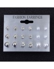 Modyle 9 par/zestaw Mix Design Square Rhinestone stadniny kolczyki dla kobiet AAA sześcienne kolczyki z cyrkoniami biżuteria