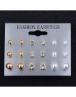 Modyle 9 par/zestaw Mix Design Square Rhinestone stadniny kolczyki dla kobiet AAA sześcienne kolczyki z cyrkoniami biżuteria