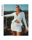 BOOFEENAA prążkowany bodycon dwuczęściowy zestaw kobiet Zip Up krótki top spódnica pasujące zestawy jesień moda Sexy Party stroj