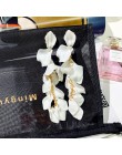 Korea lato oświadczenie akrylowe płatek kwiatu długie kolczyki dla kobiet nieregularne geometryczne emalia moda spadek Pendiente