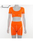 Simenual Casual Neon kolor kobiety zestawy dwuczęściowe moda odblaskowa odzież sportowa dres Crop Top i szorty pasujący zestaw s