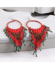Kymyad czeski wielokolorowe koraliki Tassel kolczyki dla kobiet Handmade Boho ucha Vintage biżuteria długie duże kreatywne kolcz