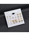 Modyle 9 par/zestaw Mix Design Square Rhinestone stadniny kolczyki dla kobiet AAA sześcienne kolczyki z cyrkoniami biżuteria