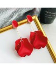 Korea lato oświadczenie akrylowe płatek kwiatu długie kolczyki dla kobiet nieregularne geometryczne emalia moda spadek Pendiente