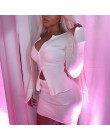 BOOFEENAA prążkowany bodycon dwuczęściowy zestaw kobiet Zip Up krótki top spódnica pasujące zestawy jesień moda Sexy Party stroj