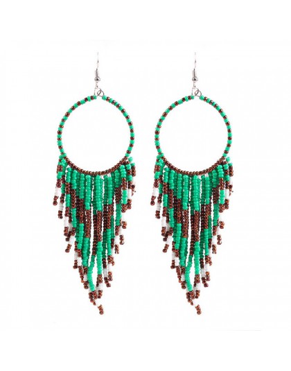 Kymyad czeski wielokolorowe koraliki Tassel kolczyki dla kobiet Handmade Boho ucha Vintage biżuteria długie duże kreatywne kolcz