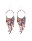 Kymyad czeski wielokolorowe koraliki Tassel kolczyki dla kobiet Handmade Boho ucha Vintage biżuteria długie duże kreatywne kolcz