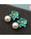 Moda Pearl Drop Dangle kolczyki farba kwiat emalia złoty słodki biżuteria Vintage komunikat kolczyki dla dziewczyn kobiet prezen