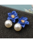 Moda Pearl Drop Dangle kolczyki farba kwiat emalia złoty słodki biżuteria Vintage komunikat kolczyki dla dziewczyn kobiet prezen