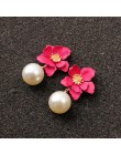 Moda Pearl Drop Dangle kolczyki farba kwiat emalia złoty słodki biżuteria Vintage komunikat kolczyki dla dziewczyn kobiet prezen