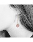 Moda złoty kolor okrągły fałszywy Druzy kolczyk dla kobiet 2020 czeski Handmade różowy kamień żywiczny długie kolczyki wiszące p
