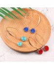 Moda złoty kolor okrągły fałszywy Druzy kolczyk dla kobiet 2020 czeski Handmade różowy kamień żywiczny długie kolczyki wiszące p