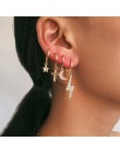 Osobowość krzyż Dangle kolczyki Rhinestone krystaliczna gwiazda księżyc błyskawica spadek kolczyki Ting Hoop kolczyki dla damska