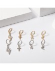Osobowość krzyż Dangle kolczyki Rhinestone krystaliczna gwiazda księżyc błyskawica spadek kolczyki Ting Hoop kolczyki dla damska
