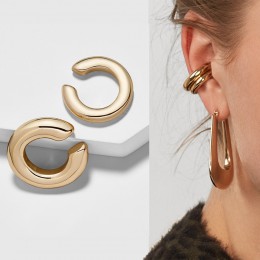 2 sztuk/zestaw 2019 nowy projekt złoty kolor małe i duże klipsy bez przekłuwania kobiet wszystko mecz okrągły Ear Cuff kolczyk k