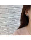 Eleganckie czarno-białe Houndstooth Plaid aksamitne tkaniny okrągłe duże koło długie kolczyki dla kobiet zniekształcone tkaniny 