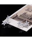 Trzy kwiaty 925 srebrny kryształ stadniny kolczyki cz stadniny kolczyki dla kobiet biżuteria