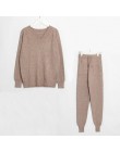 Wixra sweter kombinezon i zestawy Casual V Neck swetry topy + kieszenie długie spodnie stałe dwa kawałki zestawy 2019 jesień zim