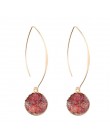 Moda złoty kolor okrągły fałszywy Druzy kolczyk dla kobiet 2020 czeski Handmade różowy kamień żywiczny długie kolczyki wiszące p