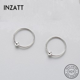 INZATT minimalistyczny prawdziwe 925 srebro okrągłe kolczyki małe kółka Trendy akcesoria dla kobiet dziewczyna biżuteria Party p