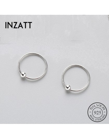 INZATT minimalistyczny prawdziwe 925 srebro okrągłe kolczyki małe kółka Trendy akcesoria dla kobiet dziewczyna biżuteria Party p