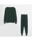 Wixra sweter kombinezon i zestawy Casual V Neck swetry topy + kieszenie długie spodnie stałe dwa kawałki zestawy 2019 jesień zim