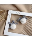 Eleganckie czarno-białe Houndstooth Plaid aksamitne tkaniny okrągłe duże koło długie kolczyki dla kobiet zniekształcone tkaniny 