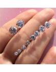 925 Sterling srebrny kolczyk klasyczny moda 3mm 4mm 5mm 6mm cztery pazury cyrkon stadniny kolczyki dla kobiet prezent dla mężczy