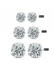 925 Sterling srebrny kolczyk klasyczny moda 3mm 4mm 5mm 6mm cztery pazury cyrkon stadniny kolczyki dla kobiet prezent dla mężczy