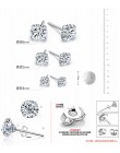 925 Sterling srebrny kolczyk klasyczny moda 3mm 4mm 5mm 6mm cztery pazury cyrkon stadniny kolczyki dla kobiet prezent dla mężczy