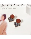 Eleganckie czarno-białe Houndstooth Plaid aksamitne tkaniny okrągłe duże koło długie kolczyki dla kobiet zniekształcone tkaniny 