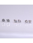 925 Sterling srebrny kolczyk klasyczny moda 3mm 4mm 5mm 6mm cztery pazury cyrkon stadniny kolczyki dla kobiet prezent dla mężczy