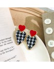 Eleganckie czarno-białe Houndstooth Plaid aksamitne tkaniny okrągłe duże koło długie kolczyki dla kobiet zniekształcone tkaniny 