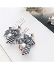 Eleganckie czarno-białe Houndstooth Plaid aksamitne tkaniny okrągłe duże koło długie kolczyki dla kobiet zniekształcone tkaniny 