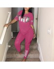 Damski zestaw dwuczęściowy 2019 lato różowy list drukuj dresy t-shirt plus size topy i spodnie zestaw garnitury na co dzień Bodc