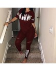 Damski zestaw dwuczęściowy 2019 lato różowy list drukuj dresy t-shirt plus size topy i spodnie zestaw garnitury na co dzień Bodc